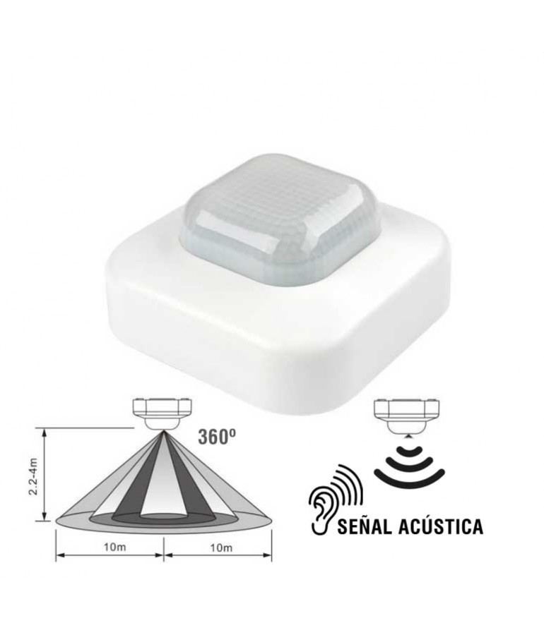 Sensor de movimiento para luces con alcance de 2 a 8 m y ángulo de