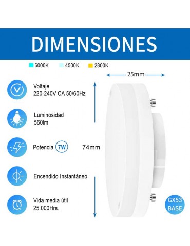 Bombilla LED GX53 7W 230v Insert - 4