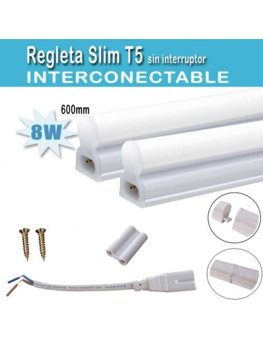 LED T5 REGLETA 8W 60cm interconectable