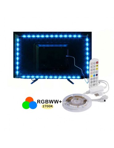 Kit Tira Led TV SMART WiFi RGB-WW Mando 60LEDS/m 5VDC - 4