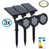 PACK 3 Focos pinchos Solar LED 3x1,5W IP65 3000K