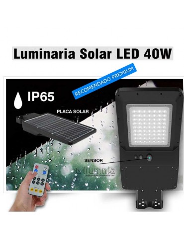 Luminaria Farol Solar LED 40W Exterior Mando y Sensor movimiento y crepuscular - 1