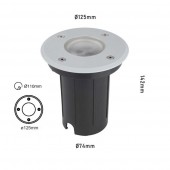 Foco Proyector de suelo Circular Gil 120 empotrar dimensiones