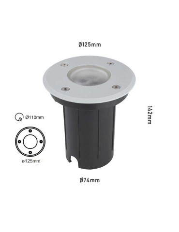 Foco Proyector de suelo Circular Gil 120 empotrar dimensiones