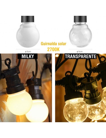 Guirnalda Solar Led 10m 20 G50 Milky - 3