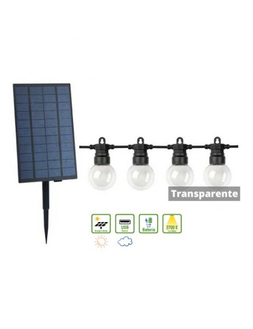 Guirnalda Solar Led Exterior 10m 20 Led G50 Transparente - 1