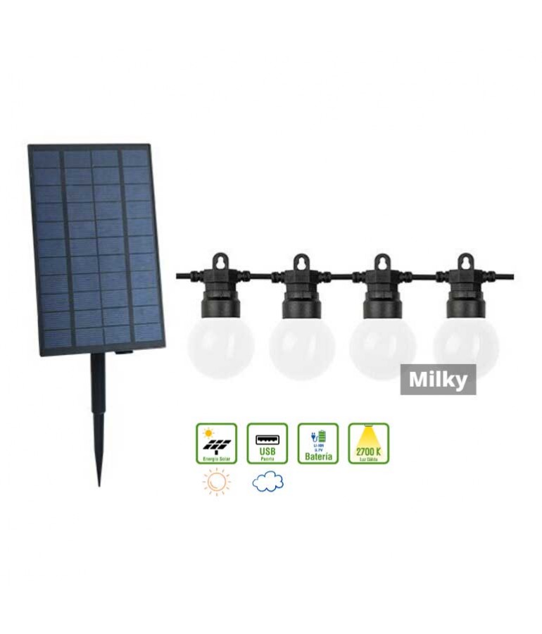 Guirnalda Solar Led Exterior 10m 20 Led G50 Milky - 1