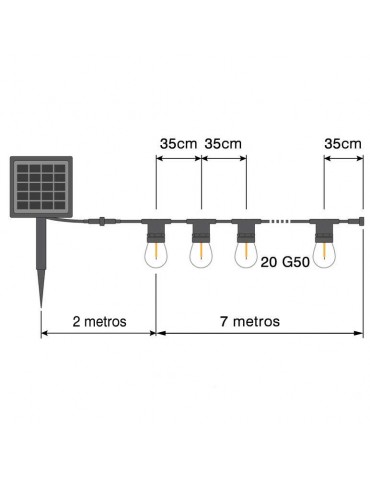 Guirnalda Solar Led Exterior 8 Modos 7m 20 Led G50 - 4