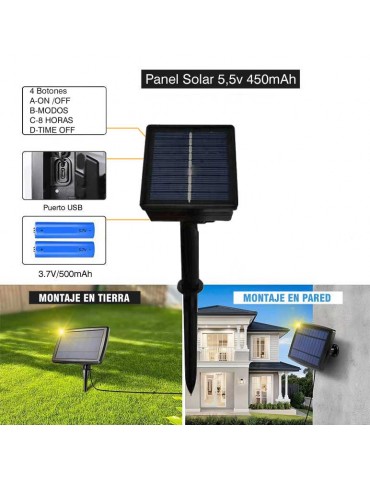 Guirnalda Solar Led Exterior 8 Modos 7m 20 Led G50 Milky - 3