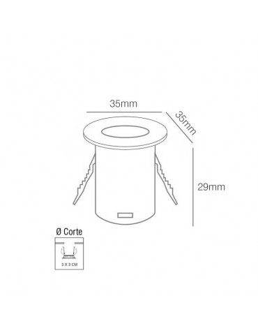 Mini Spot Led 1w downlight circular empotrar negro - 4