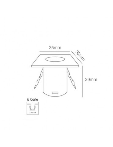 Mini Spot Led Downlight 1w cuadrado empotrar Blanco - 4