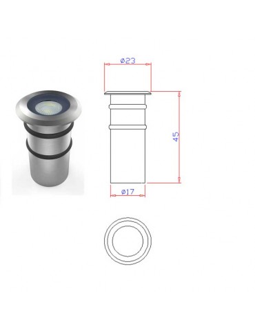 Mini Led 1W Empotrar Inox IP68 Azul 24V IK10 - 3