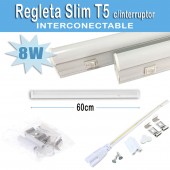 REGLETA LED T5 8W 60cm interconectable con interruptor - 1