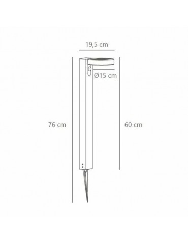 Baliza Solar LED Circular 60cm Antracita Sensor PIR dimensiones