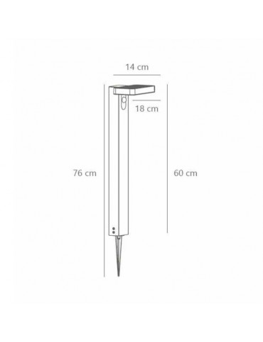Baliza Solar LED Cuadrada 60cm 9W Antracita Sensor PIR - 4
