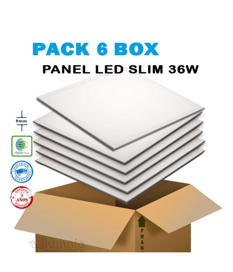 Pack ahorro 6 Panel LED slim 36W 600x600mm - 1
