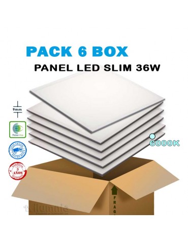 Pack ahorro 6 Panel LED slim 36W 600x600mm 6000k