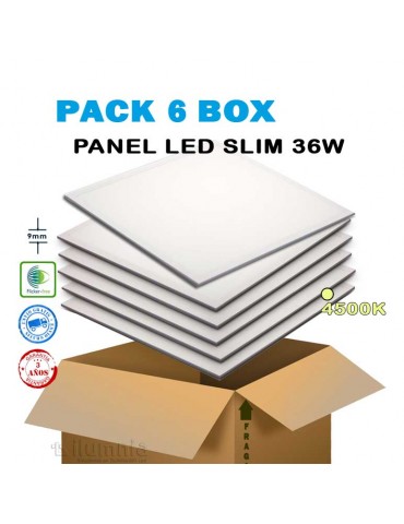 Pack ahorro 6 Panel LED slim 36W 600x600mm 4500k