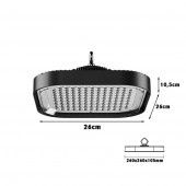 Campana Industrial LED Square 150W IP65 Aluminio - dimensiones