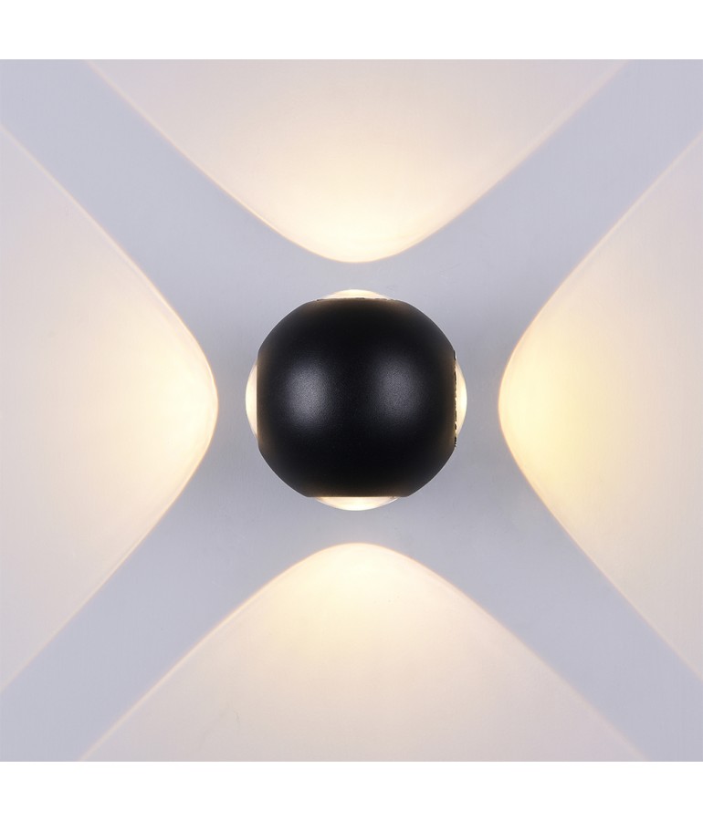 Aplique pared Led Esfera 6w Negro 4 caras - 1