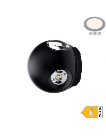 Aplique pared Led Esfera 6w Negro 4 caras - 5