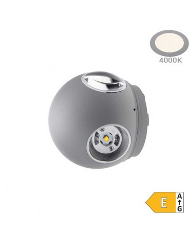 Aplique pared Led Esfera 6w Gris 4 caras - 5