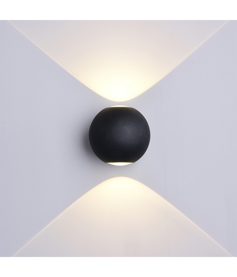 Aplique pared Led Esfera 6w Negro 2 caras - 1