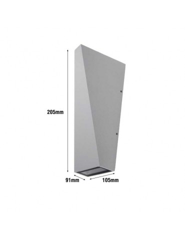 Aplique pared Led Pyramid 6w Gris 2 caras dimensiones - 4