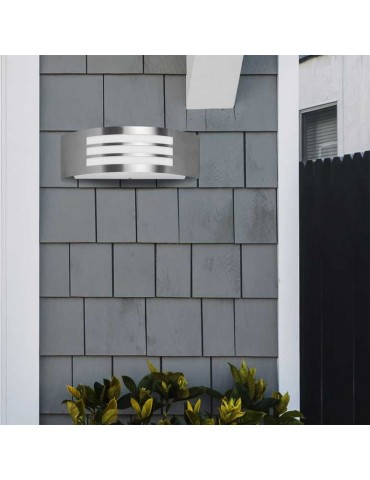 Aplique pared rectangular curvo Grilla Inox E27 - 5