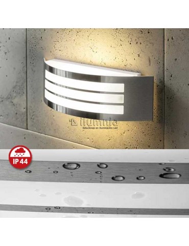 Aplique pared rectangular curvo Grilla Inox E27 - 3