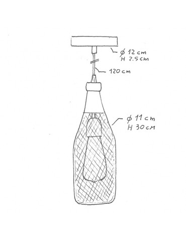 Lámpara colgante botella E27 metal - 5