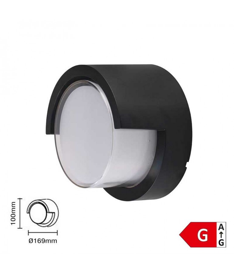 Aplique pared Led 15W circular negro exterior - 6