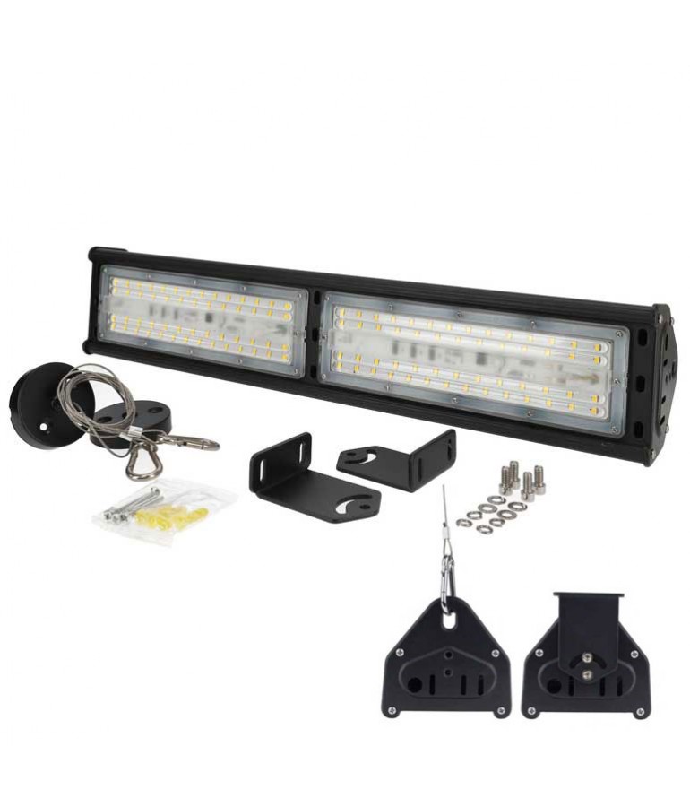 Campana Lineal Led Industrial 100W kit montaje - 1