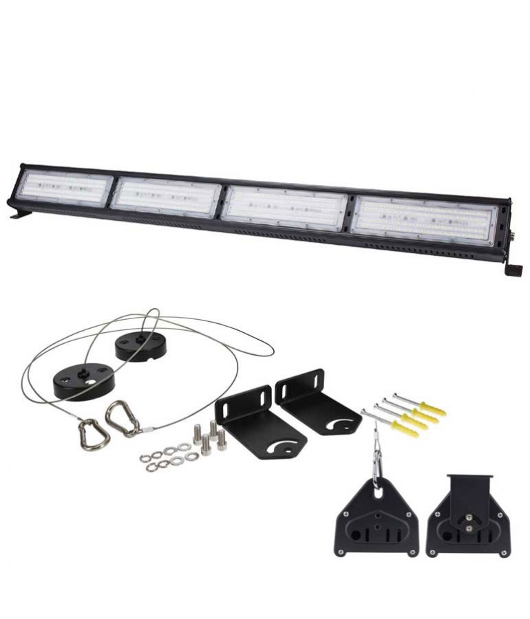Campana Lineal Led Industrial 200W kit montaje - 1