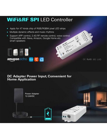 Controlador Smart SPI RGB/RGBW LED WiFi RF 5-24VDC - 2