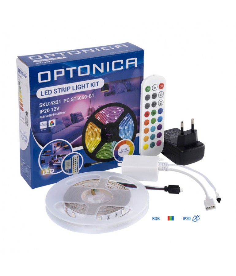Kit Tira Led RGB 12VDC IP20 30LEDS/m Mando RC - 1