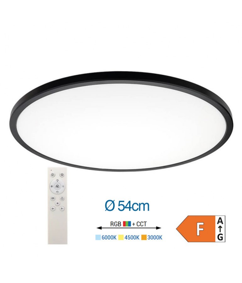 Aplique Led Redondo 32W Negro RGB CCT Mando - 1