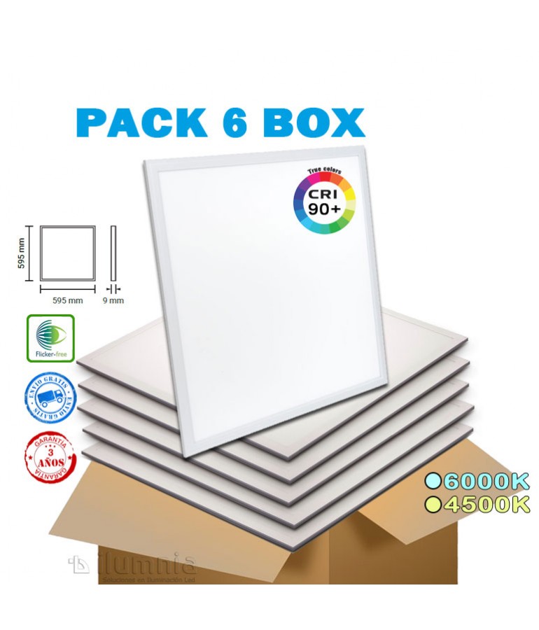 Pack 6 Panel LED slim CRI90 36W 60X60cm - 1