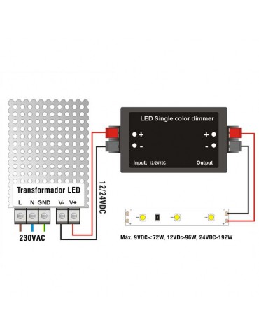 Regulador Dimmer con mando monocolor 12-24VDC - 5