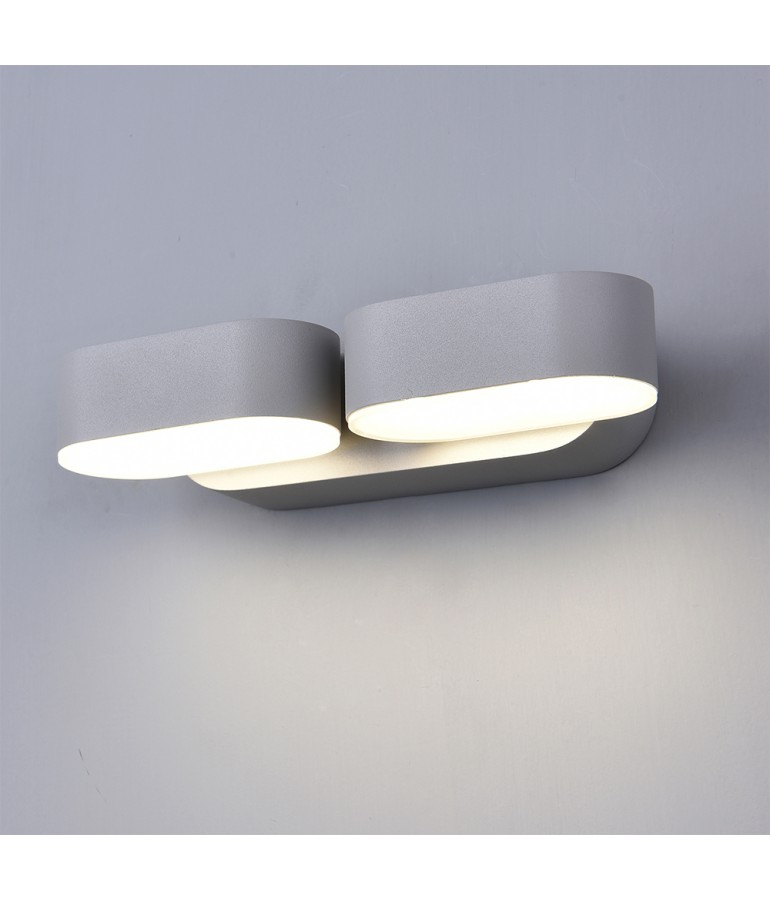 Aplique LED Doble Giratorio Pared 12W Gris - 1