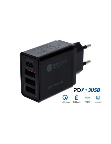 Cargador rápido PD 3x USB-A QC 3.0 - 2