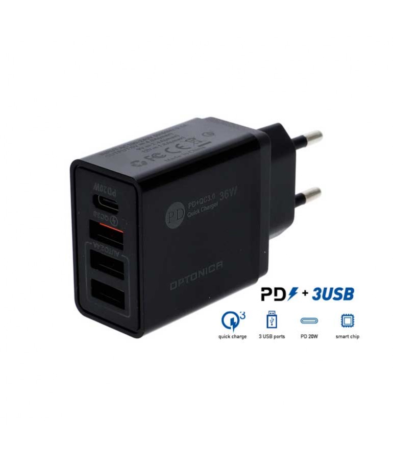 Cargador rápido PD 3x USB-A QC 3.0 - 2