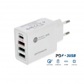 CARGADOR RAPIDO PD 3x USB-A QC 3.0 Blanco - 1