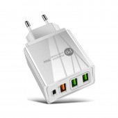 CARGADOR RAPIDO PD 3x USB-A QC 3.0 Blanco - 8