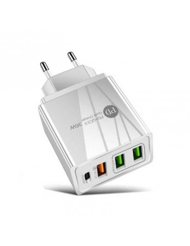 CARGADOR RAPIDO PD 3x USB-A QC 3.0 Blanco - 8