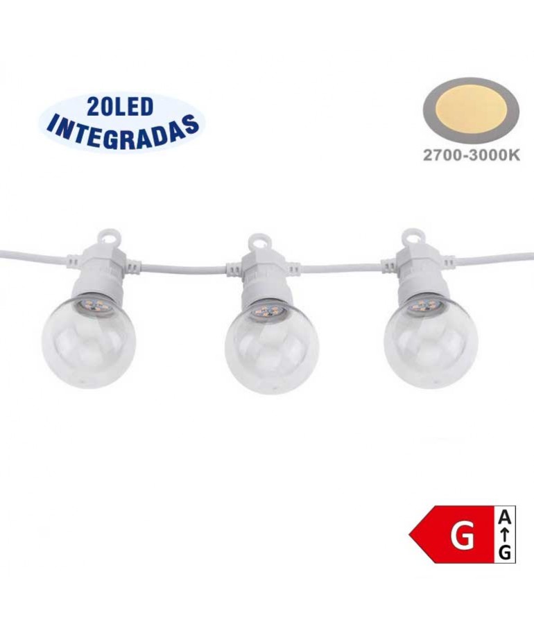 Guirnalda led exterior 13m 20 Bombillas 6W IP65 blanca