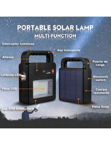 Altavoz Bluetooth solar portátil con Foco led - 5