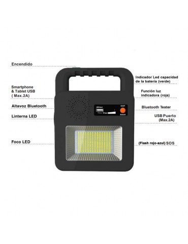 Altavoz Bluetooth Foco solar - 7