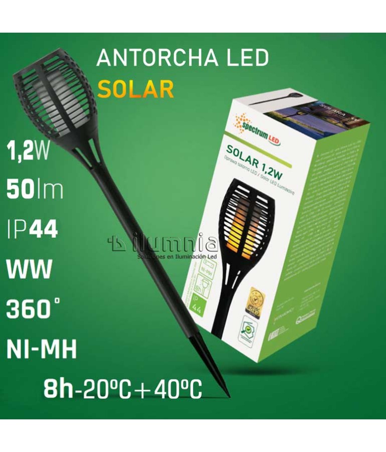 Ledkia Antorcha LED Solar Efecto Llama con Pincho 1W 78cm Negro