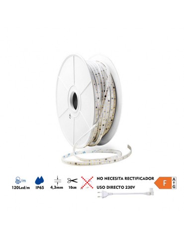 Tira Led 230V IP65 Sin Rectificador 3000K uso directo - 3